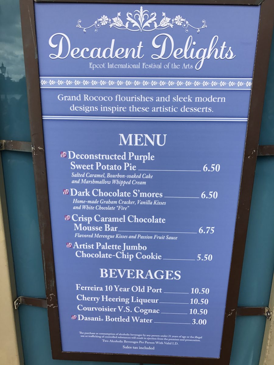 REVIEW: "Decadent Delights" Food Studio - Epcot International Festival of the Arts 2017