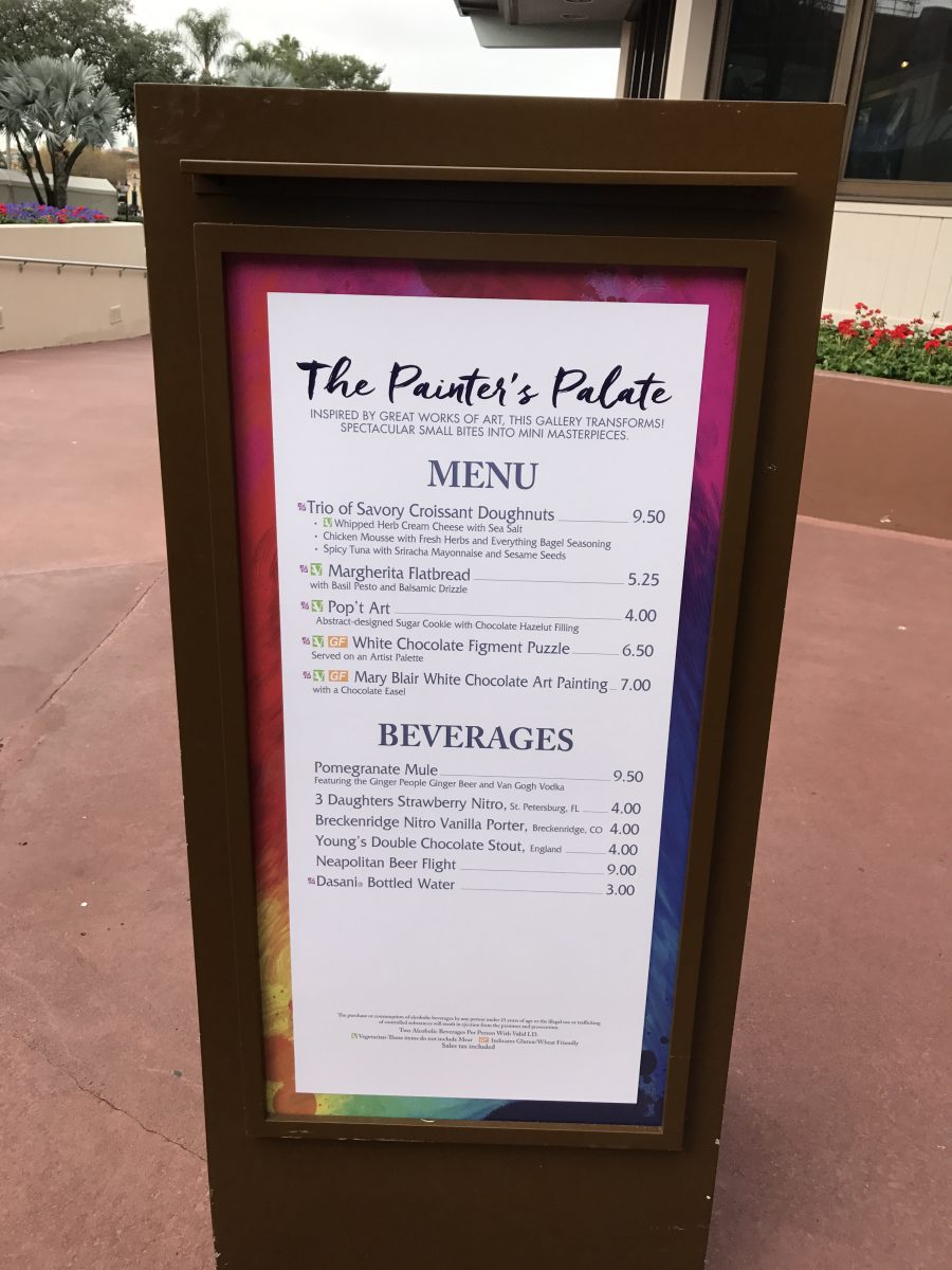 REVIEW: &ldquo;The Painter's Palate&rdquo; Food Studio &ndash; Epcot International Festival of the Arts 2017