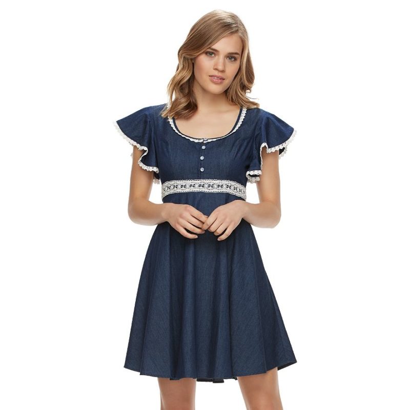 Disney's Beauty and the Beast Chambray Crochet Dress