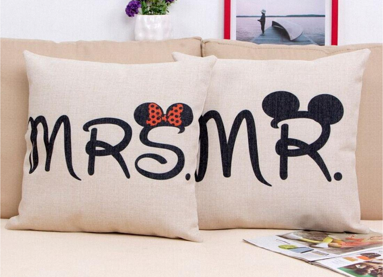 disney couple pillows