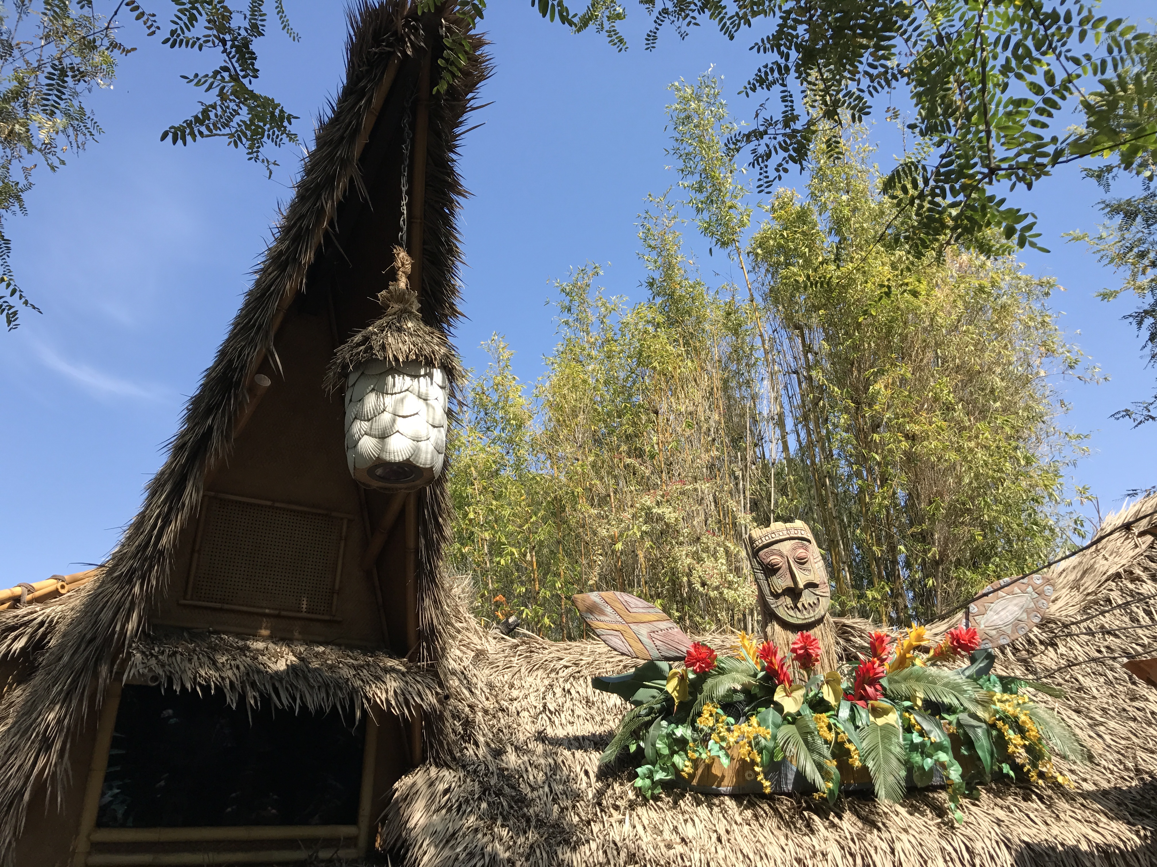 The roof of the Dole Whip stand at Walt Disney's Enchanted Tiki Room, Disneyland Park