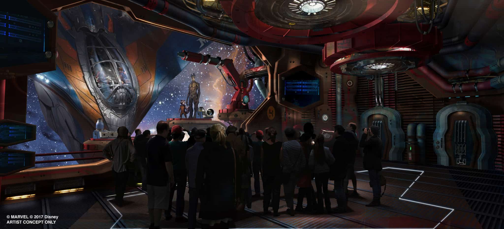The "transformation room" in the Guardians of the Galaxy ride at Epcot