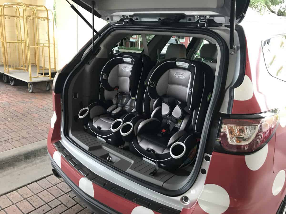 Car seats on demand in the trunk of the vehicle.