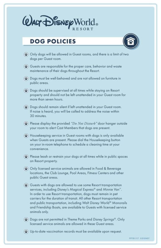 Walt Disney World Shares Official Rules & Policies for Dogs Staying at Resort Hotels