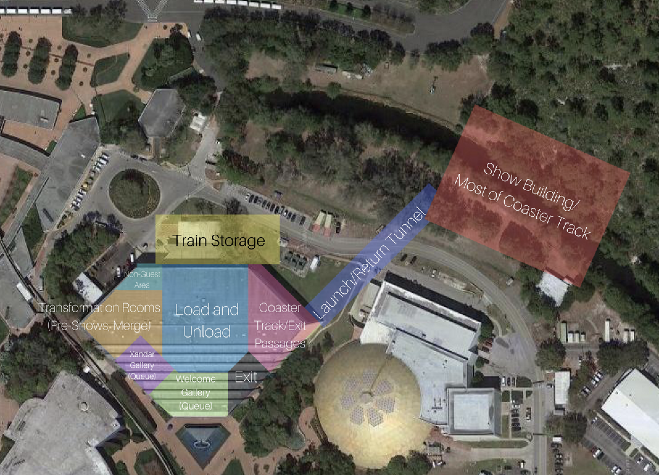 A rough idea of the layout for the Guardians fo the Galaxy attraction at Epcot