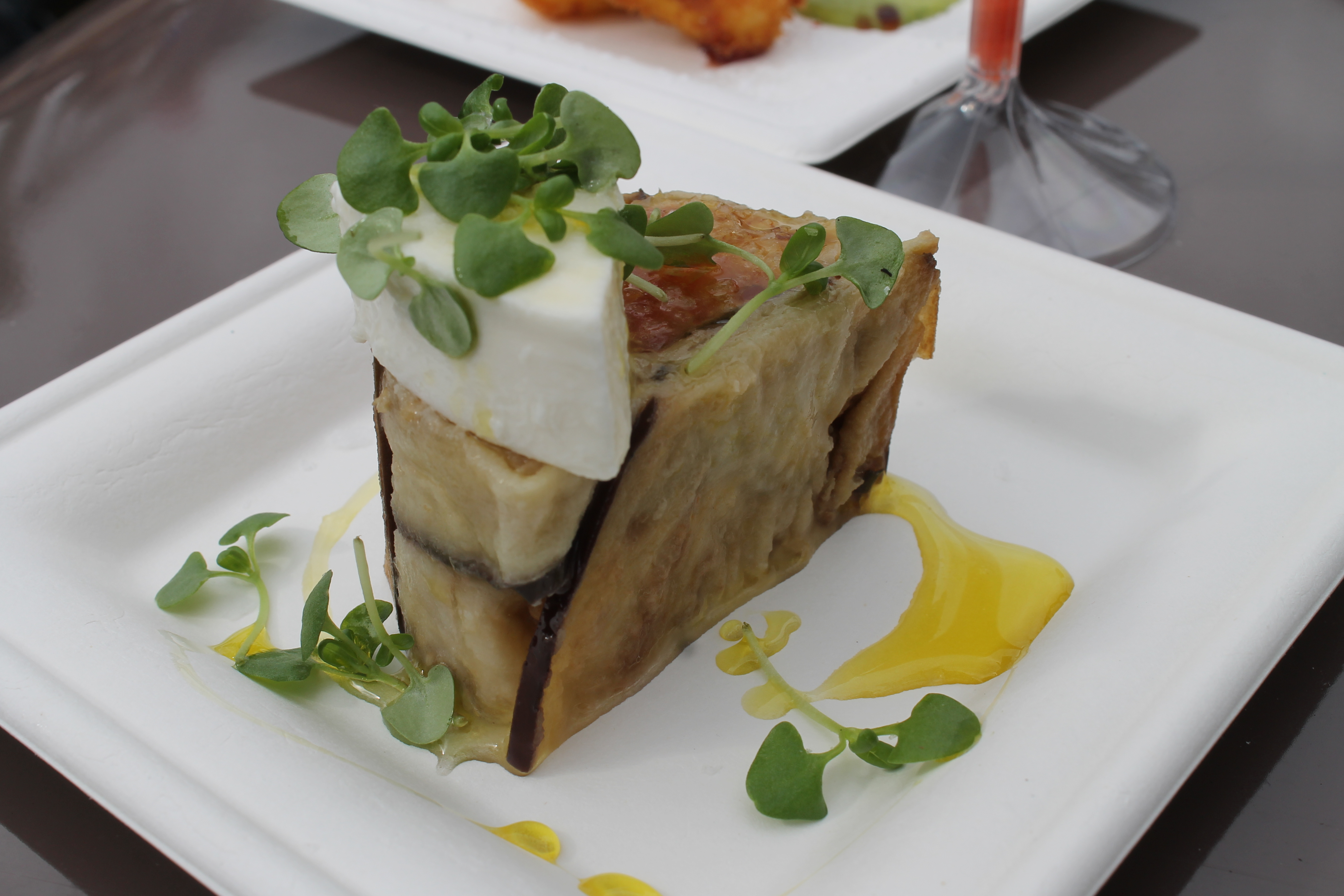 Sformato di Melanzane e Pomodori, Mozzarella Fior di Latte: Tomato and Eggplant Terrine, Fior di Latte Mozzarella $9.00