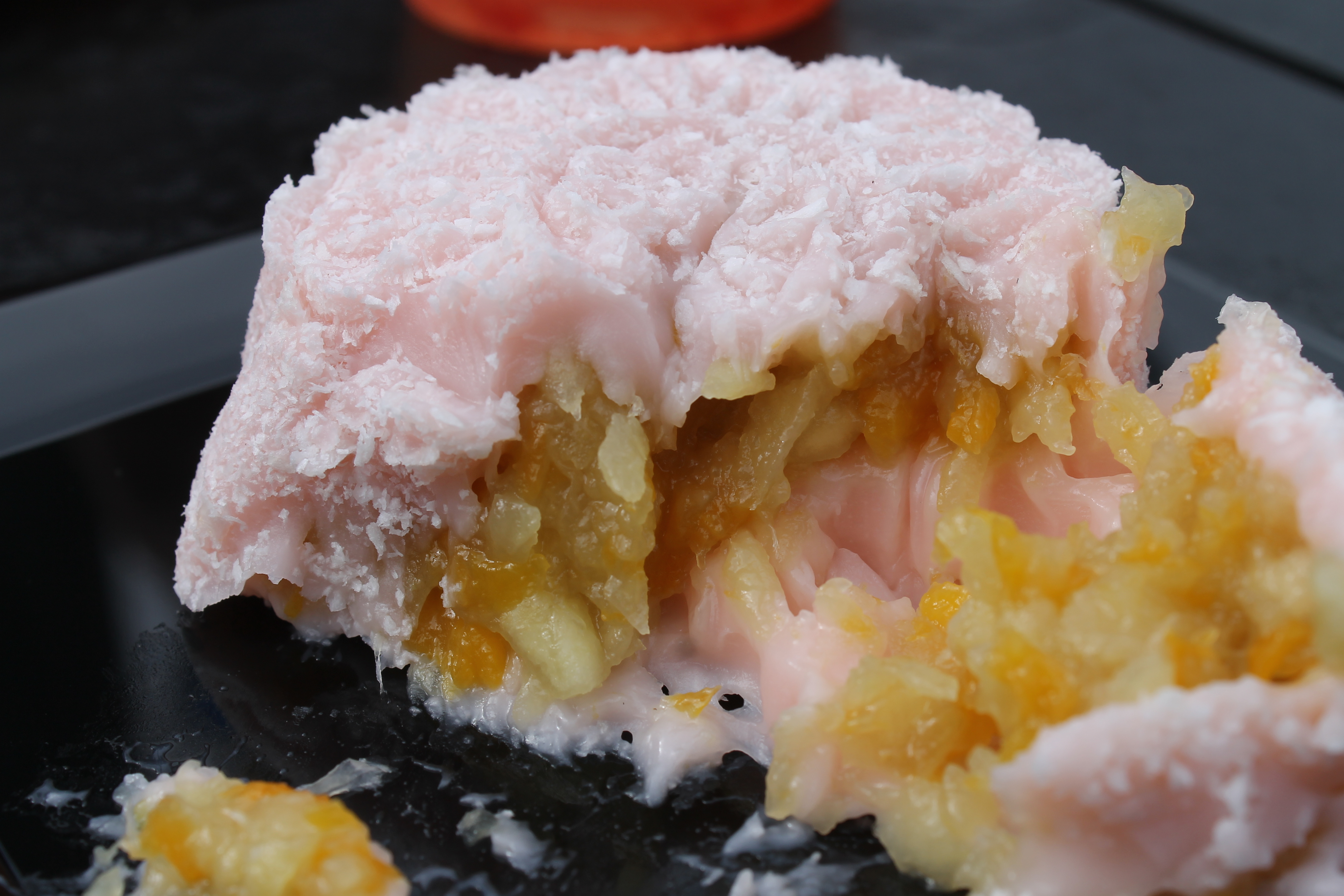 Crystal Mooncake with Fruit Filling, garnished with Toasted Coconut $9.75