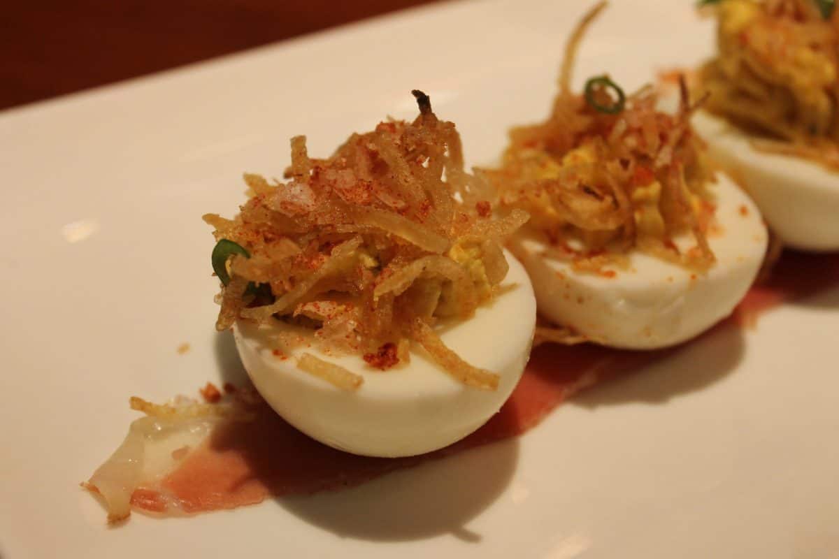 Deviled Eggs - Smoked Prosciutto, Crisp Potatoes - $12.00