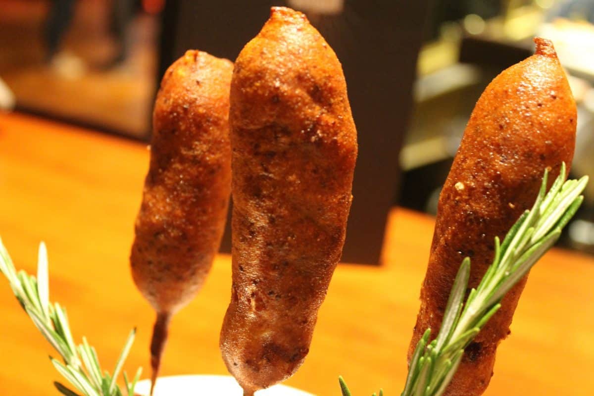 Dancin' Corn Dog - All Beef Knock, Mustard Fruit Puree - $12.00