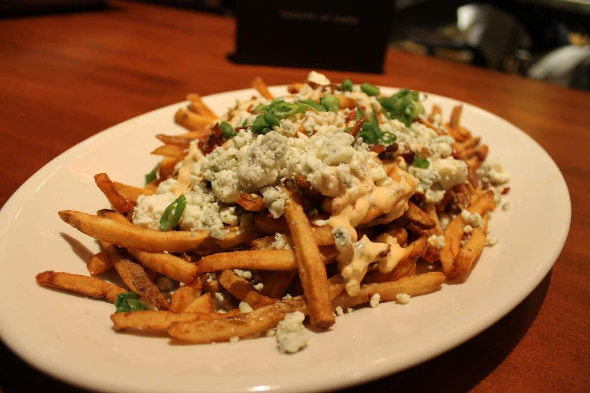 Electri-Fries - L. Burbank Hand Cut Potatoes, 'Edison Special Sauce', Bacon, Crumbled Blue Cheese, Chopped Green Onion - $12.00