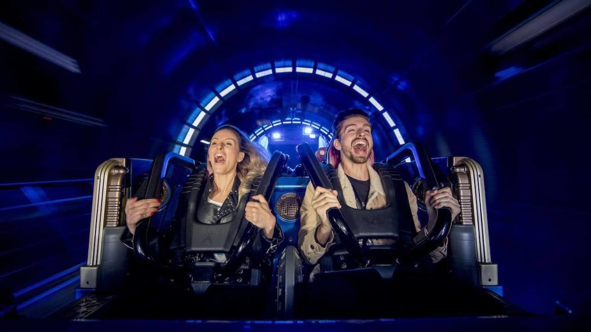 A promotional image for Hyperspace Mountain at Disneyland Paris
