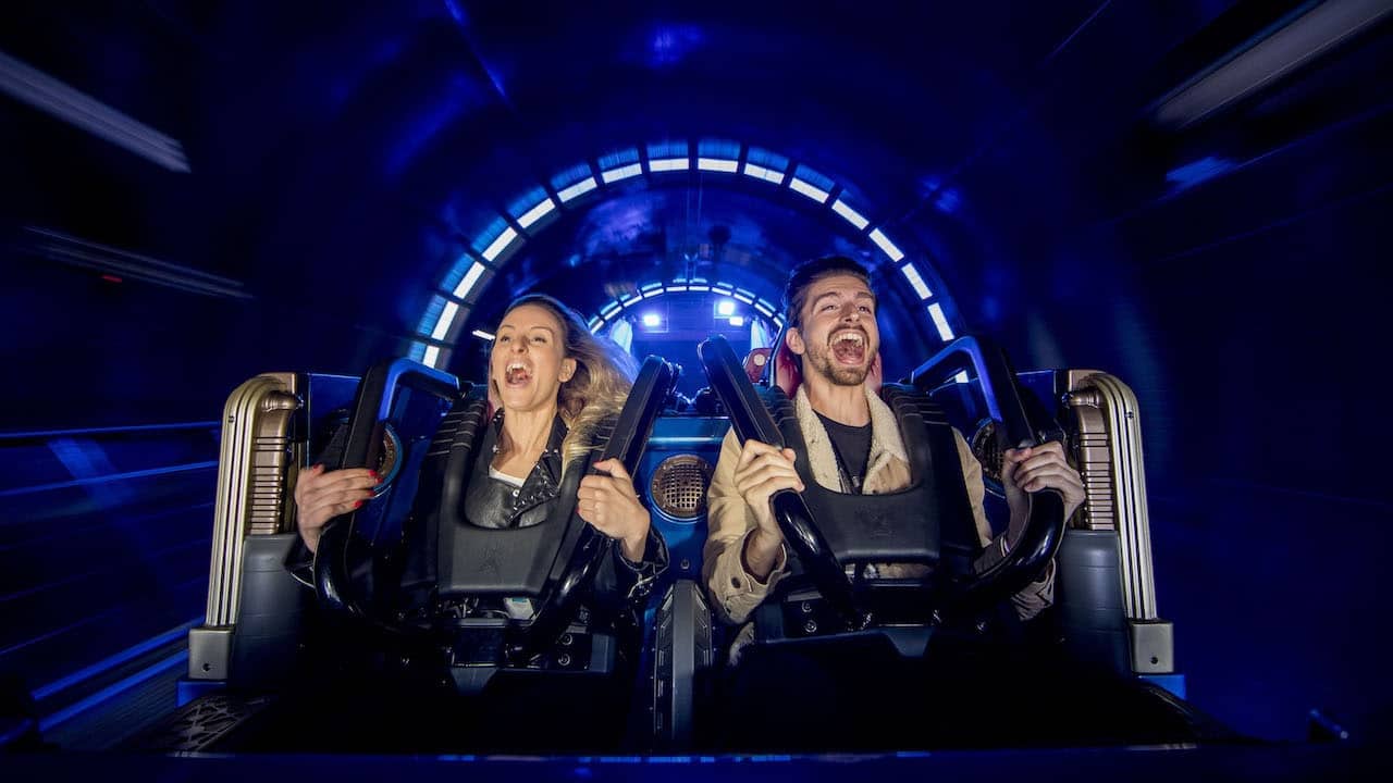 A promotional image for Hyperspace Mountain at Disneyland Paris