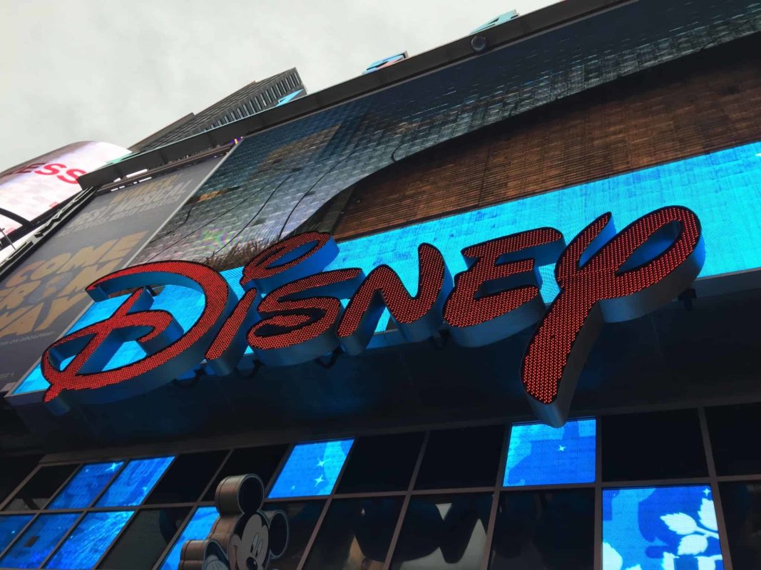 Front entrance sign for the Disney Store in Time Square.