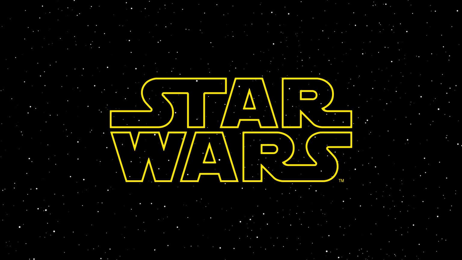 The Star Wars logo in yellow text against a black starry background.