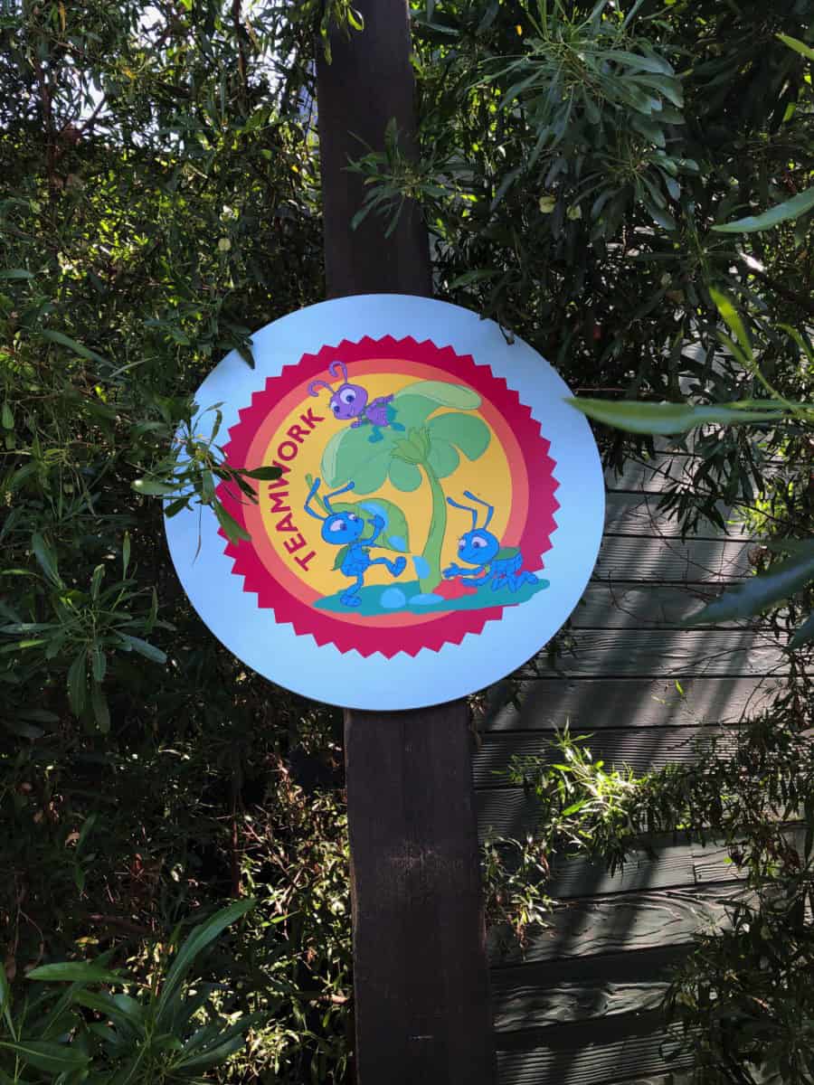 bugs land sign, blueberry scout jamboree sign, pixarfest sign