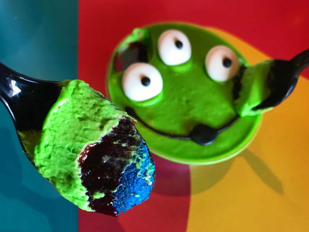 pixarfest parfait, toy story parfait, pizza planet parfait, dessert disney dessert, disney dining, disneyland dessert