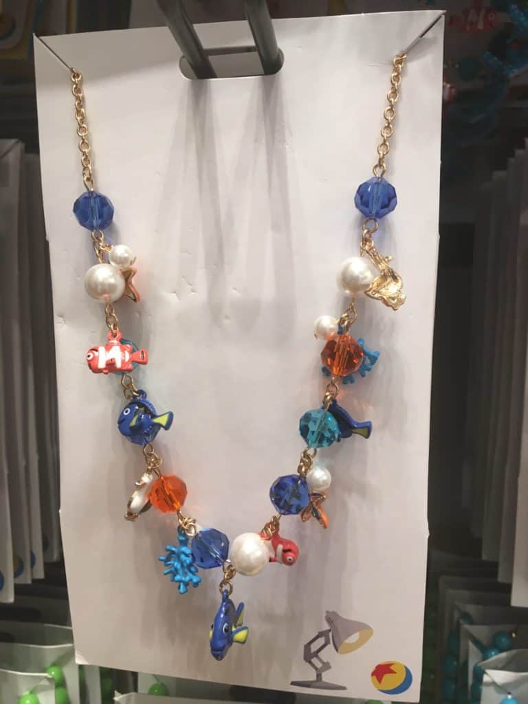 A necklace themed to Finding Dory, created for the PIXAR jewelry line