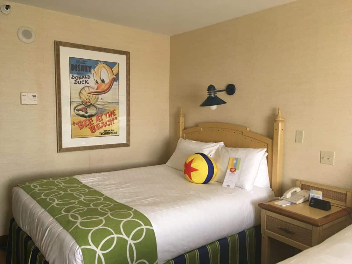 The Luxo Ball pillow found on the beds in rooms for Disney's Paradise Pier Hotel's PIXAR Fest overlay