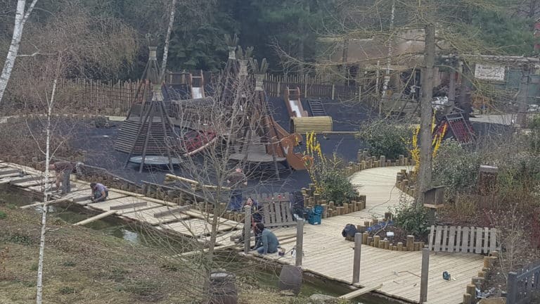 Pocahontas Indian Village refurbishment, April 2018.