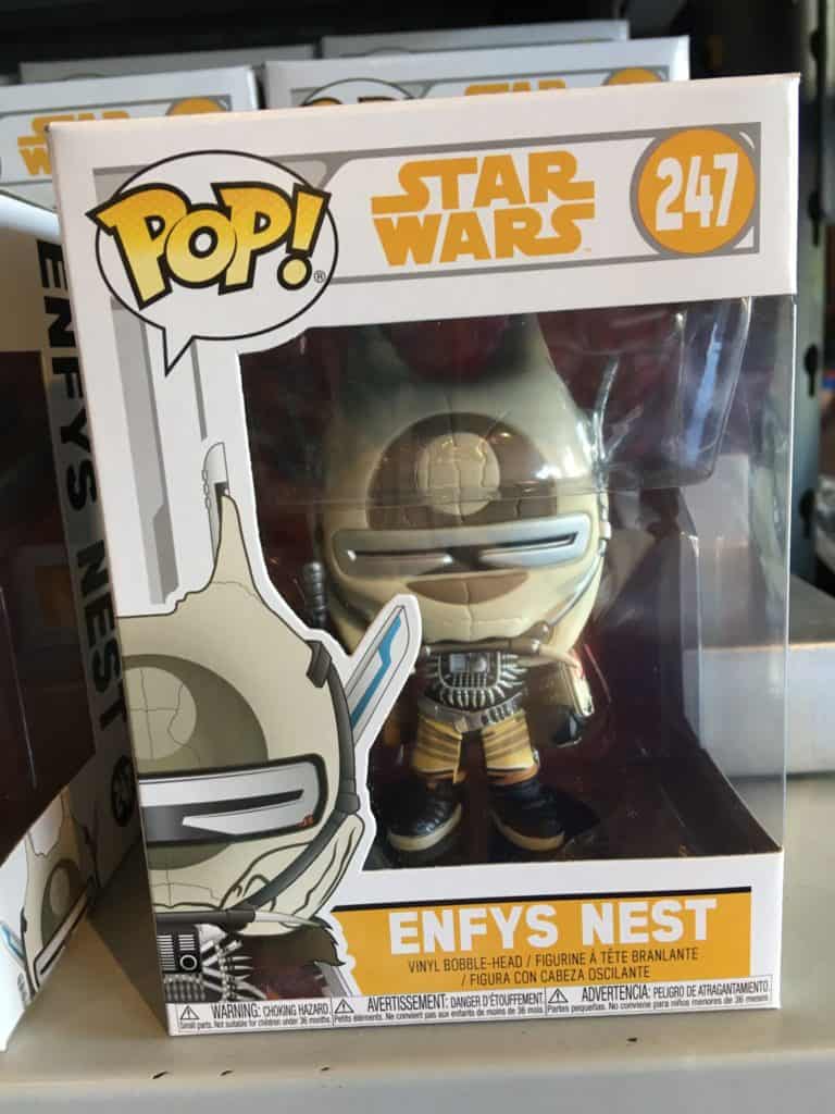 A Funko POP! Enfys Nest figure from the movie "Solo," sold at Star Traders in Disneyland