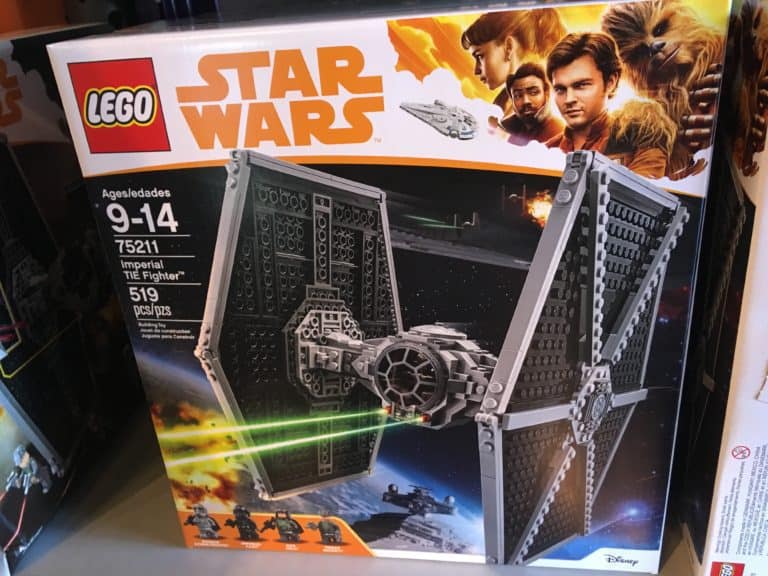 A LEGO Imperial Tie Fighter set, sold at Star Traders in Disneyland for the movie "Solo"