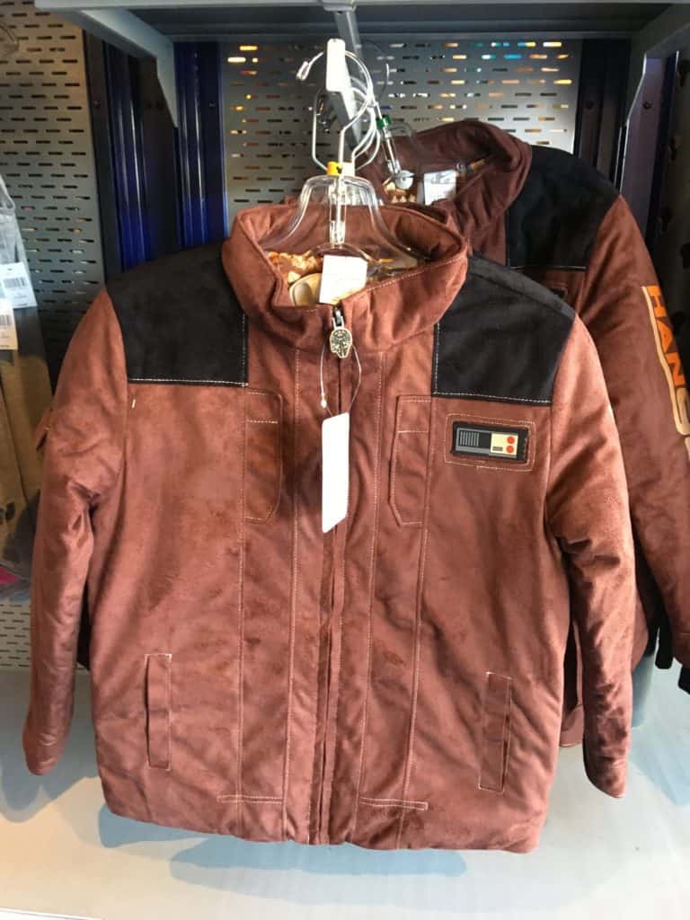 A kid's Han Solo jacket from Star Traders at Disneyland, released in anticipation of the film "Solo"