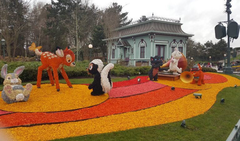 Spring Topiaries in Disneyland Paris, with Bambi and The Aristocats. April 2018.