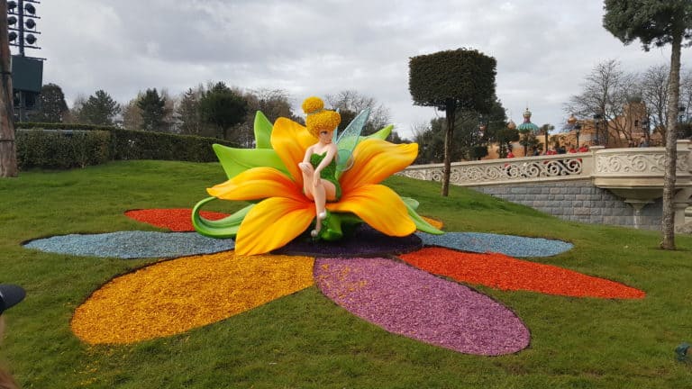 Spring Topiaries in Disneyland Paris, with Tinker Bell. April 2018.