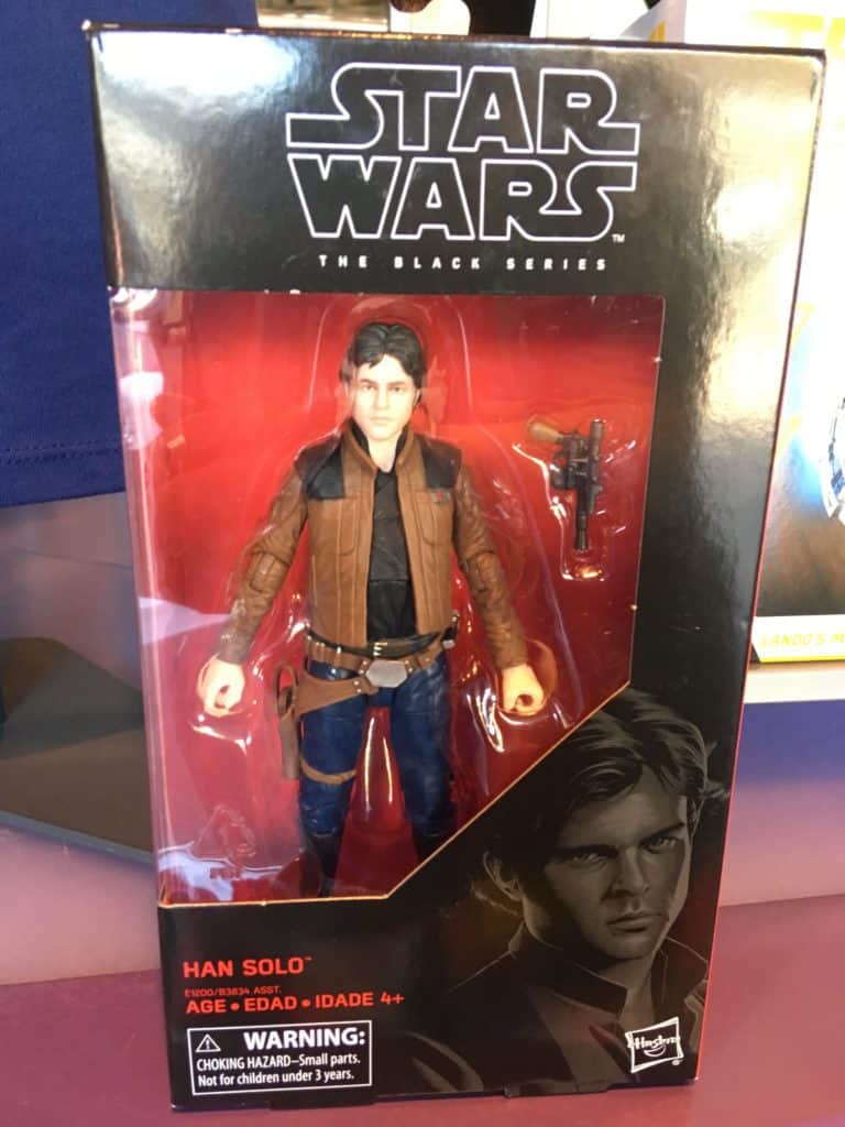 Young Han Solo from the Star Wars: The Black Series figure line, sold at Star Traders in Disneyland for the movie "Solo"