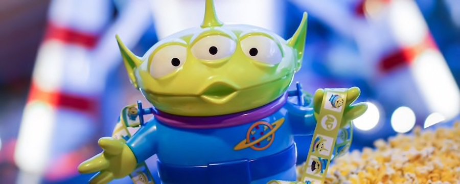 The Annual Passholder-exclusive popcorn bucket sold at Disneyland during Pixar Fest, starring one of the Little Green Men from "Toy Story"
