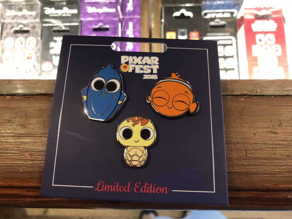 A limited edition pin set starring Nemo, Dory, and Squirt from “Finding Nemo,” made for Disneyland’s PIXAR Fest