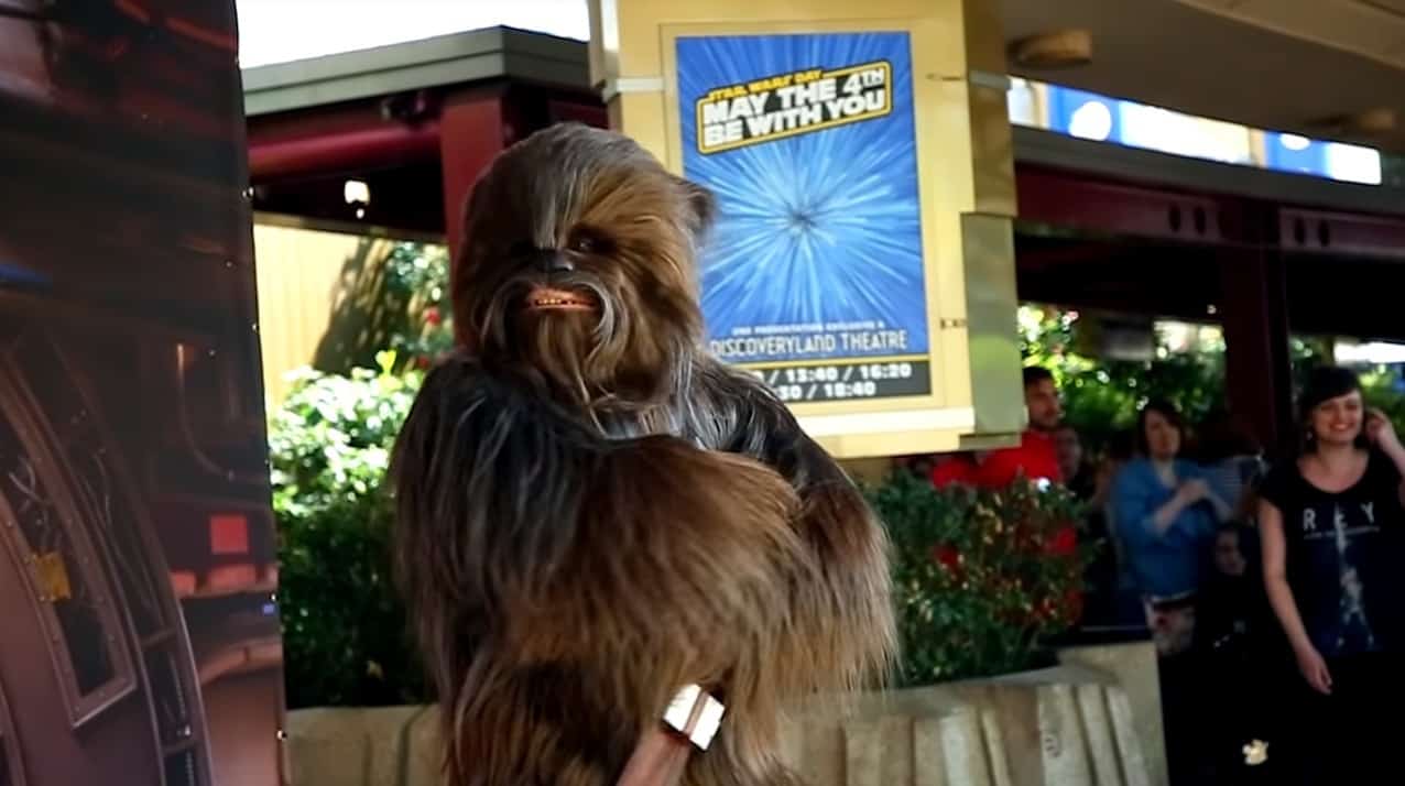 Chewbacca on May the 4th 2018, Star Wars Day, in Disneyland Paris.