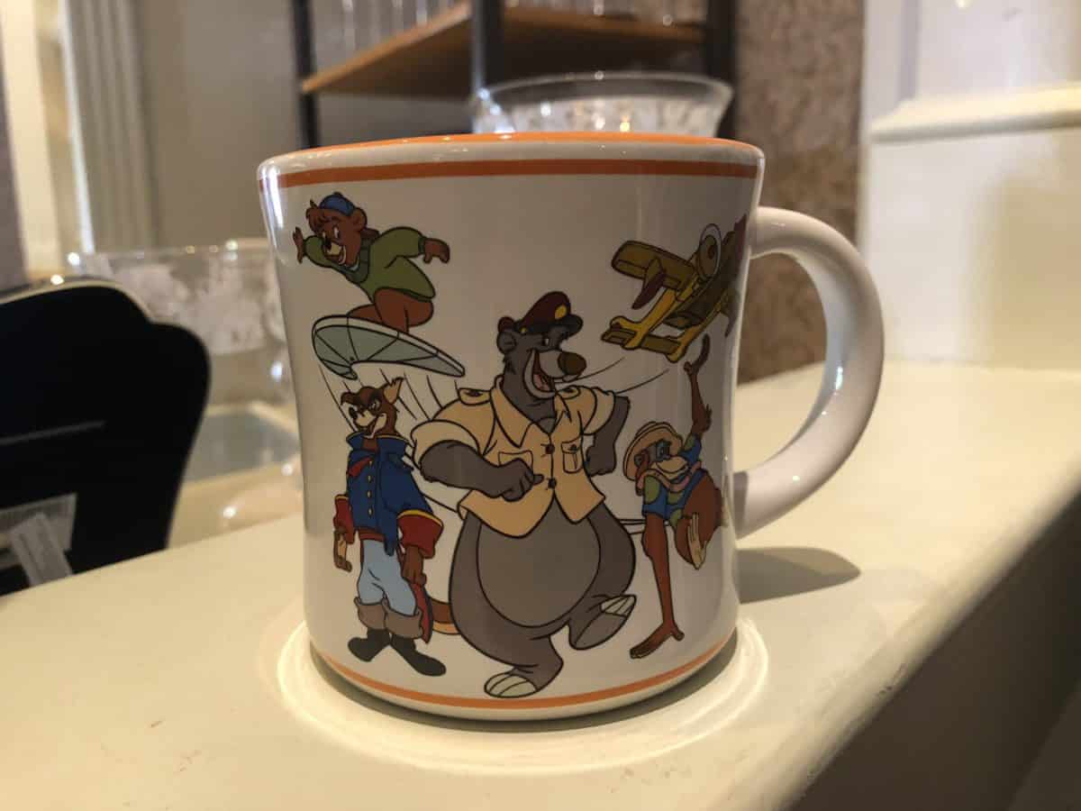 The characters of "Talespin" on a Disney Afternoon mug, found at Disneyland