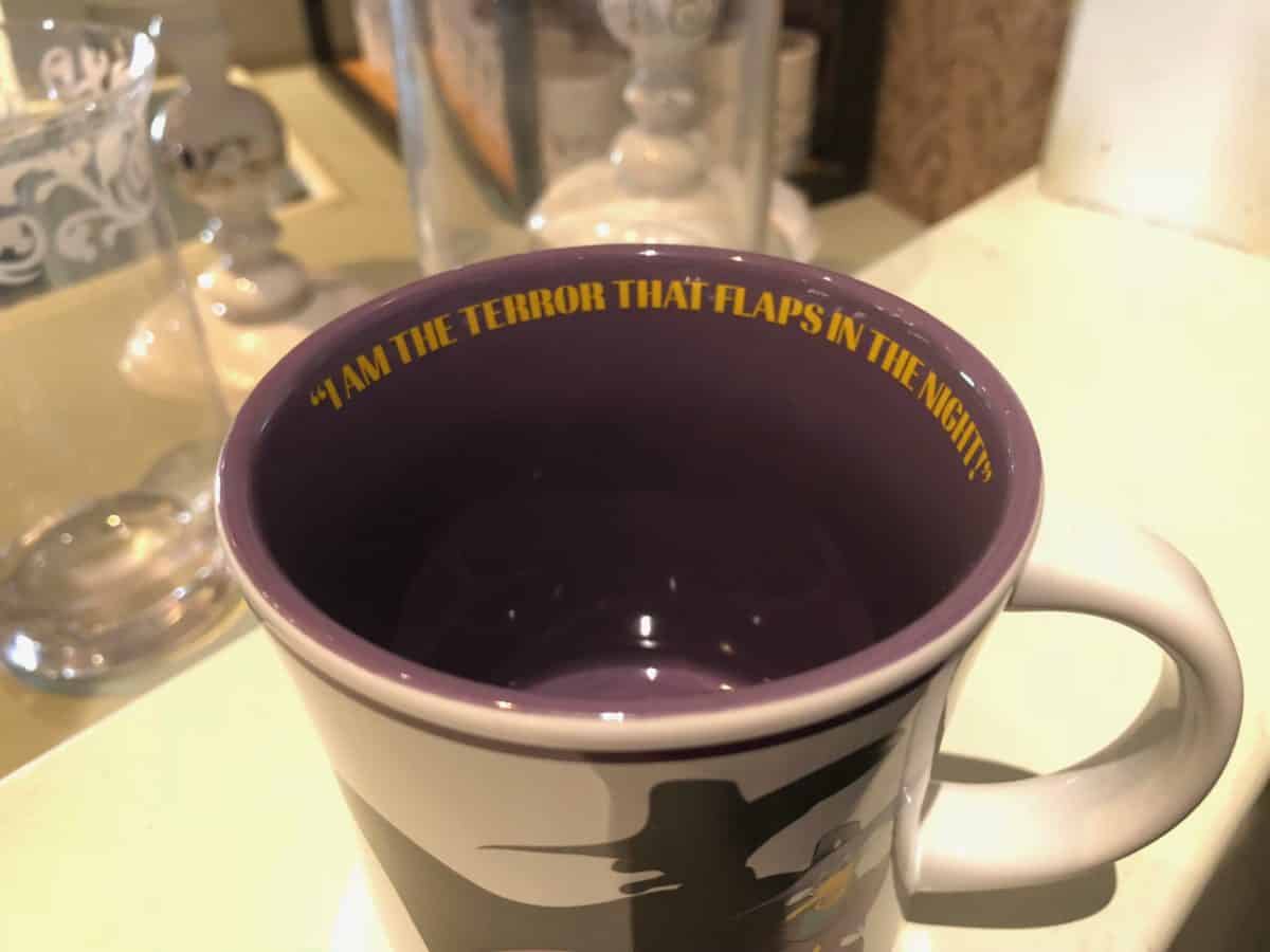 The detail on the rim of the "Darkwing Duck" Disney Afternoon mug, found at Disneyland