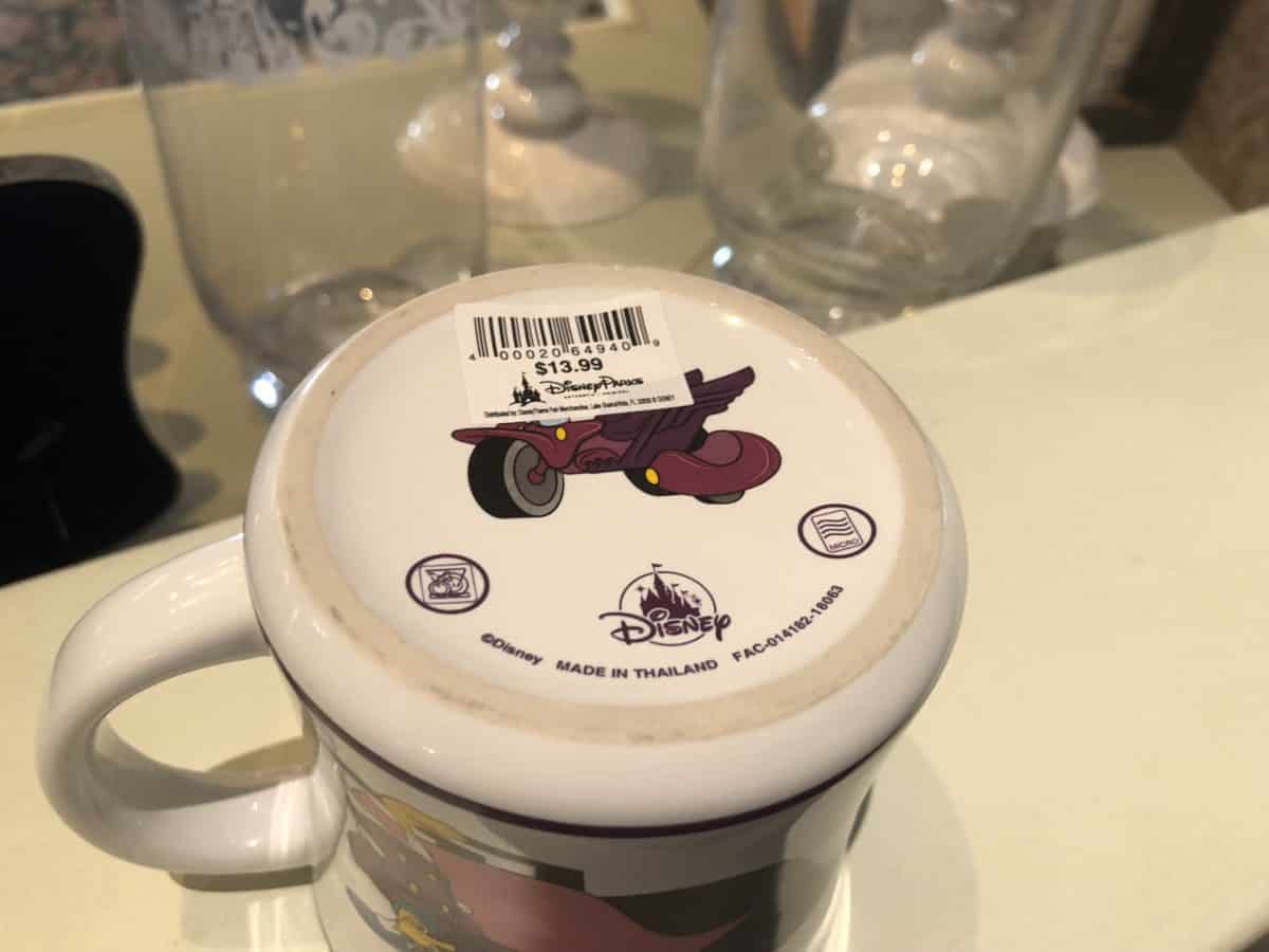 The detail on the bottom of the "Darkwing Duck" Disney Afternoon mug, found at Disneyland