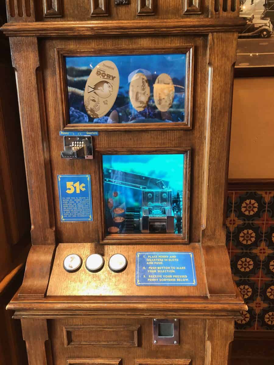 The "Finding Dory" penny press machine in Disney California Adventure, as of May 4, 2018