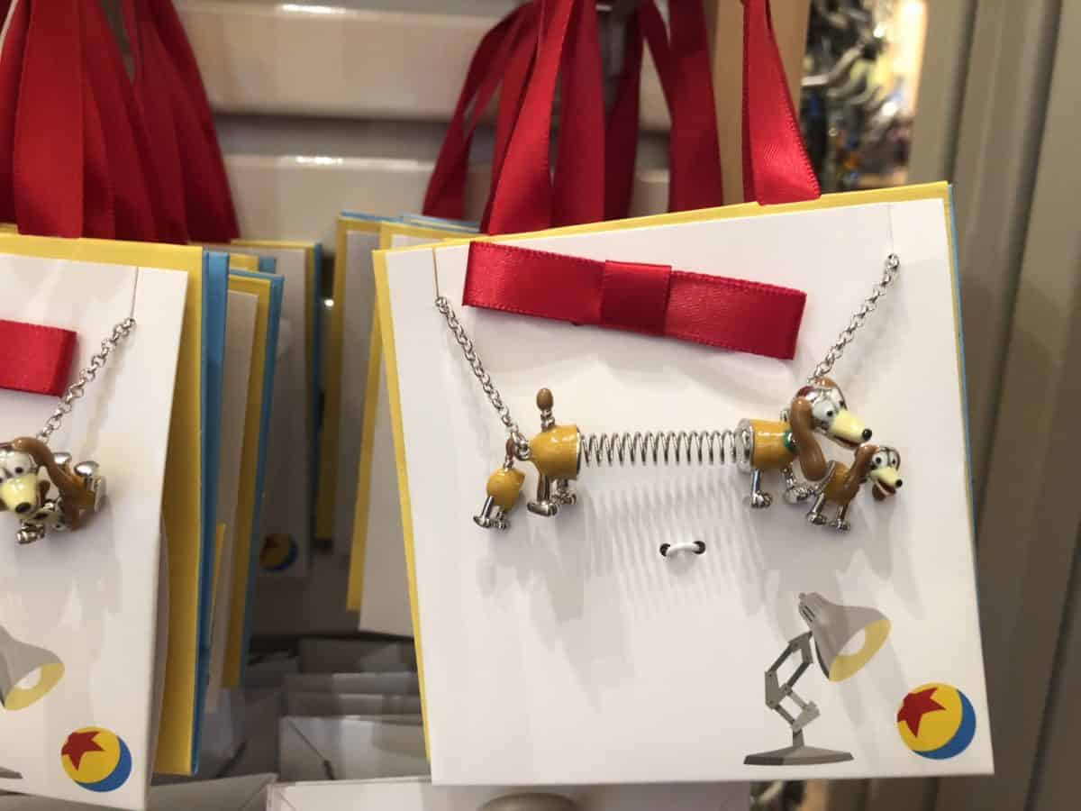 A "Toy Story" Slinky Dog necklace and earrings set, sold at Disneyland as of May 4, 2018