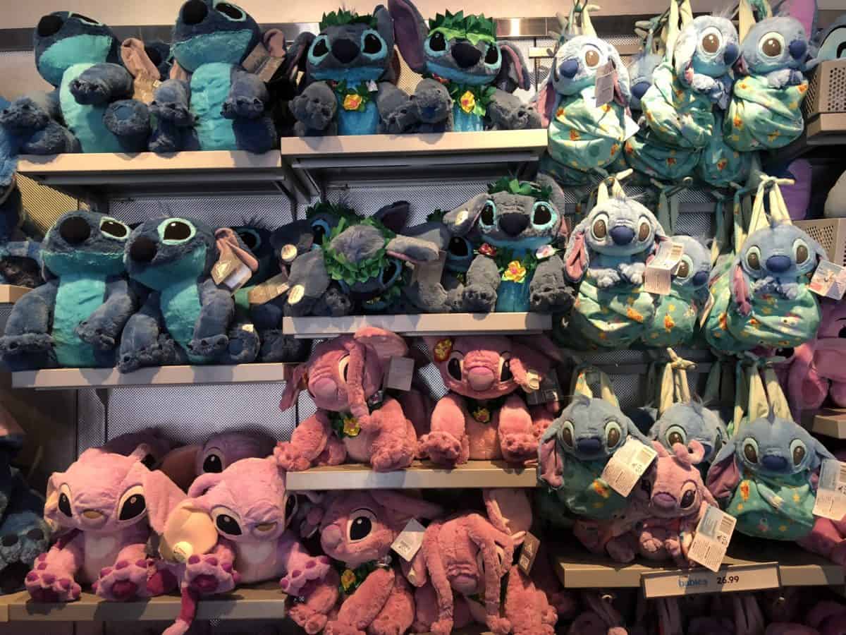 Disneyland's Tomorrowlanding store is now home to Stitch merchandise, like these plushes, as of May 4, 2018