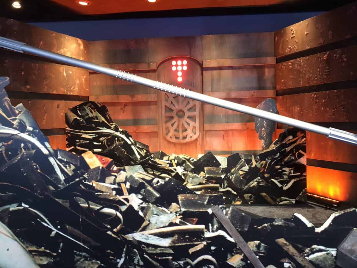 A trash compactor Photopass scene for guests to take pictures in during May the Fourth, also known as Star Wars Day, at Disneyland