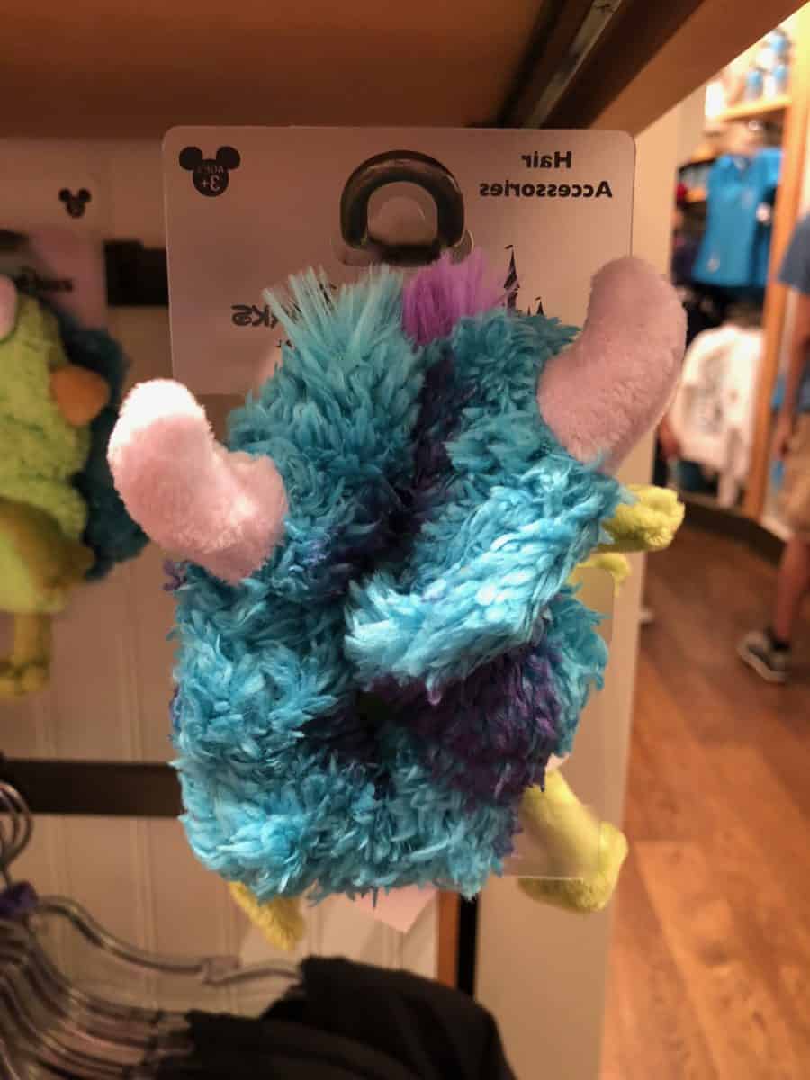 PIXAR scrunchy of Sulley sold at Knick's Knacks in Disney California Adventure, as seen on May 7, 2018