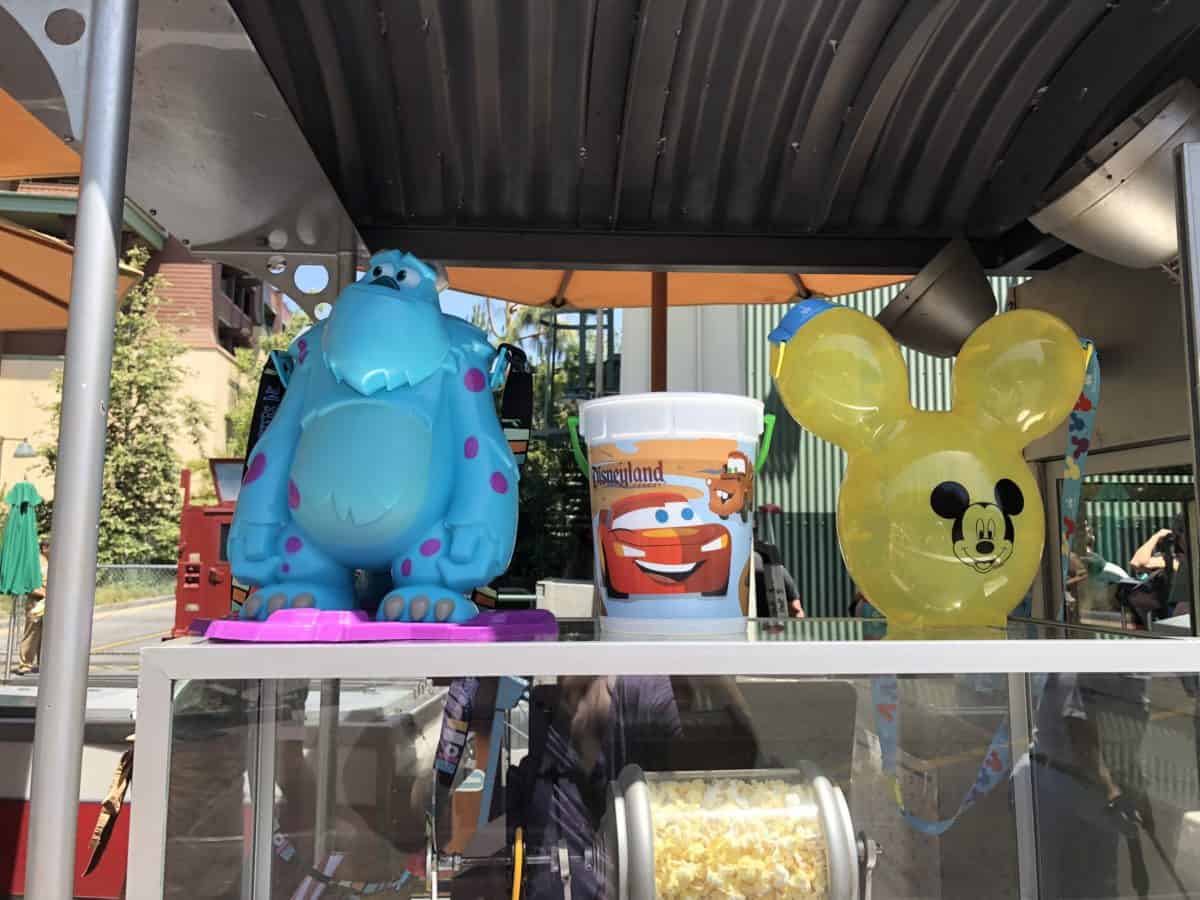 The Sulley popcorn buckets are back in stock at the Disneyland Resort, as seen on May 10, 2018