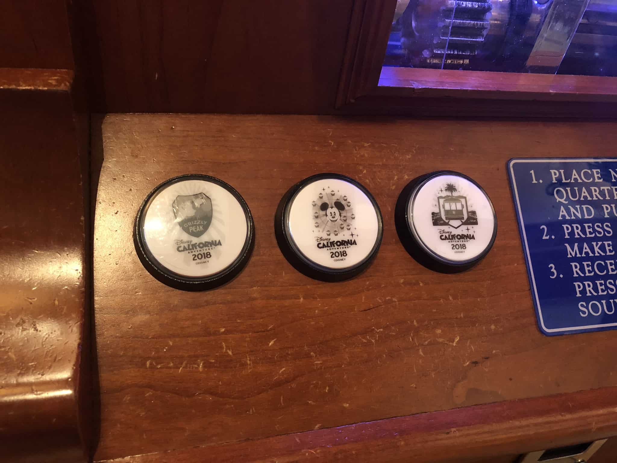 The options for the new Pressed Penny machine in Trolley Treats in Disney California Adventure, as seen on May 10, 2018