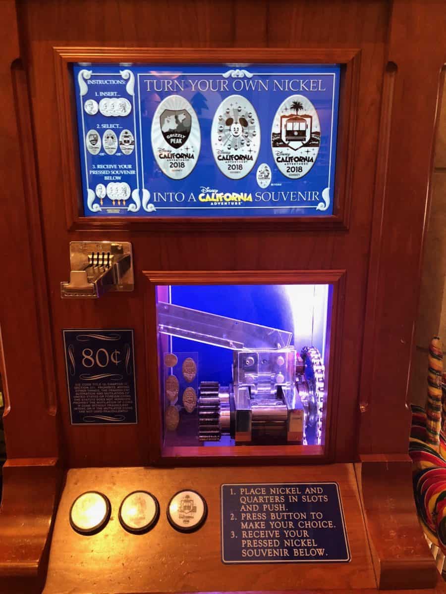 The new Pressed Penny machine in Trolley Treats in Disney California Adventure, as seen on May 10, 2018