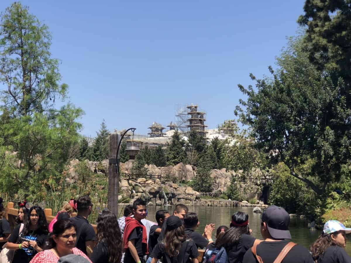 The progress on the construction for Star Wars: Galaxy's Edge as seen from Critter Country on May 10, 2018