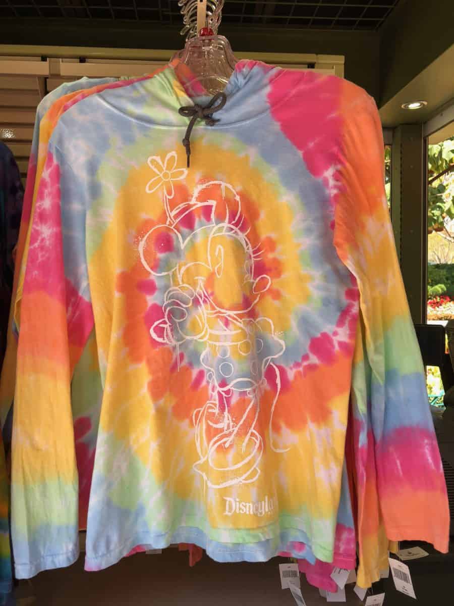 A Minnie tie-dye hoodie sold at Disneyland Resort, as seen on May 10, 2018