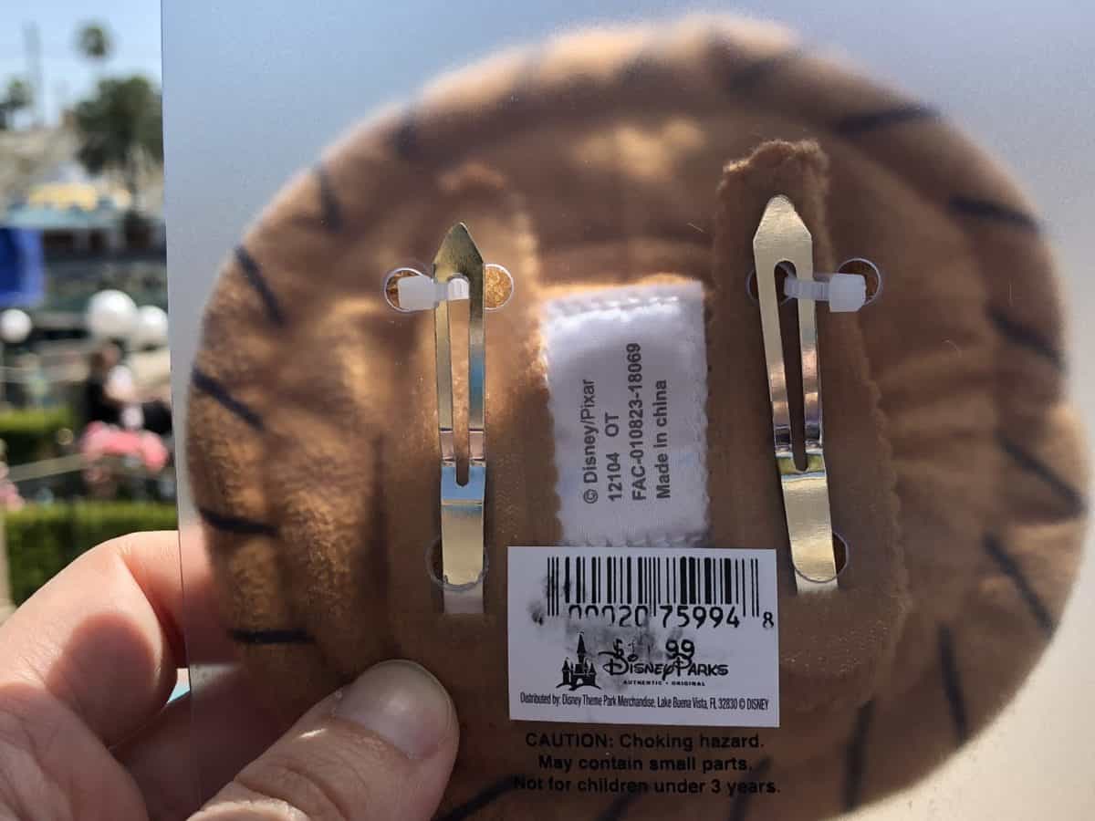 The back of the "Toy Story" Woody cosplay clip, seen on May 10, 2018