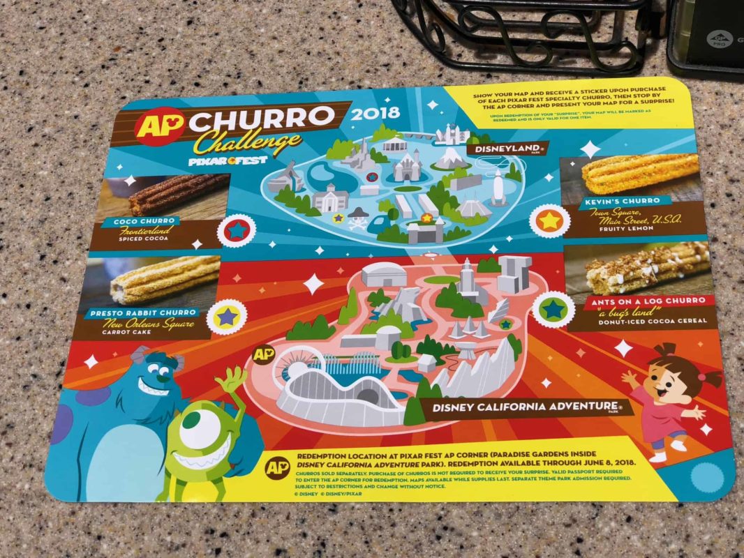 The map for Disneyland's Annual Passholder Churro Challenge