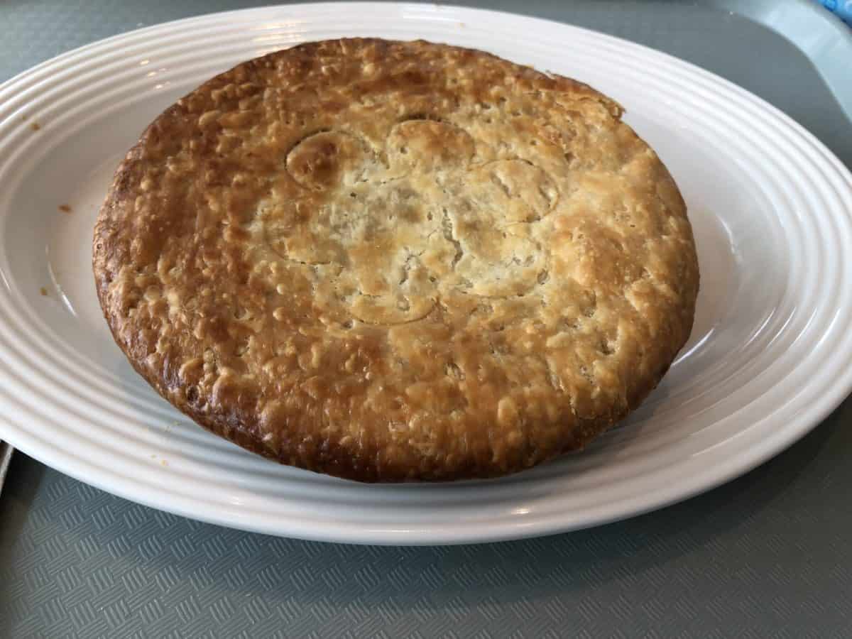 The pot pie from the updated lunch menu at Flo's V8 Cafe in Carsland in Disney California Adventure
