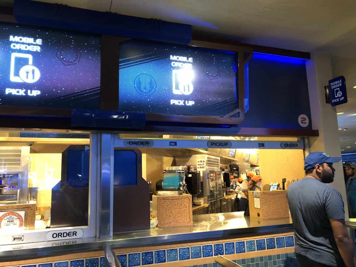 The Mobile Ordering Service pick-up area at Disneyland's Galactic Grill