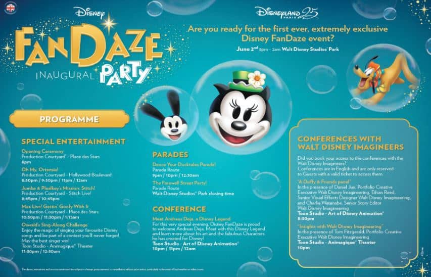 disneyland paris fandaze party schedule